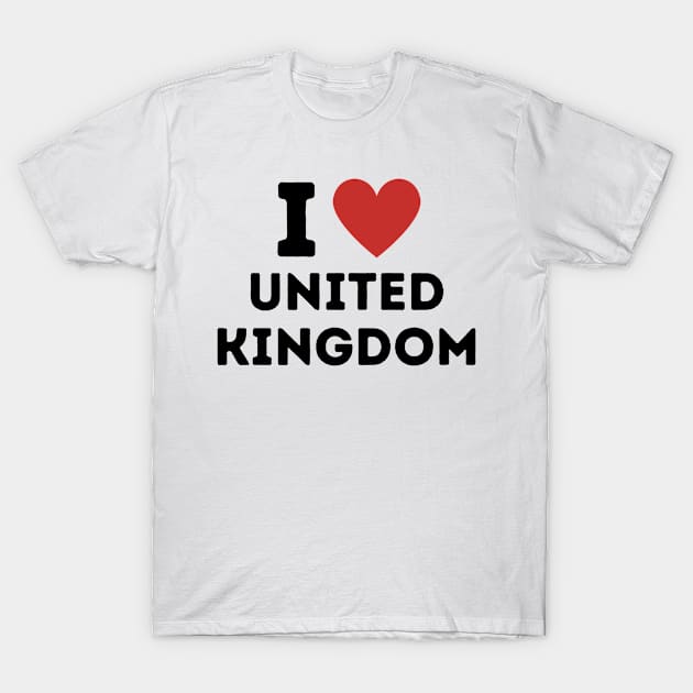 I Love United Kingdom Simple Heart Design T-Shirt by Word Minimalism